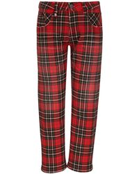 R13 - Check-pattern Cotton-blend Tapered Trousers - Lyst