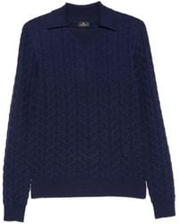 Etro - Cable-Knit Polo-Collar Sweater - Lyst