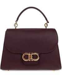 Ferragamo - Double Gancini Leather Tote Bag - Lyst