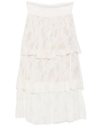 Cecilia Prado - Glória Tiered Pointelle-Knit Midi Skirt - Lyst
