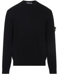 Stone Island - Gerippter Strickpullover Mit Logo-Patch - Lyst