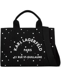 KARL LAGERFELD - Medium Rue St-Guillaume Pearl-Embellished Cotton Tote Bag - Lyst
