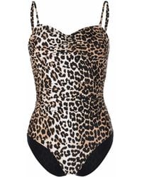 Ganni - Leopard-print Swimsuit - Lyst