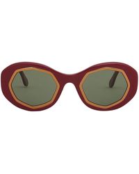 Marni - Gafas de sol con montura redonda y logo - Lyst