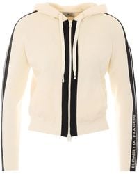 Elisabetta Franchi - Logo-Knit Zip-Up Hoodie - Lyst