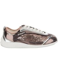 Pinko - Sequin Leather Sneakers - Lyst