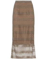 Brunello Cucinelli - Crepe De Chine Long Embroidered Skirt - Lyst