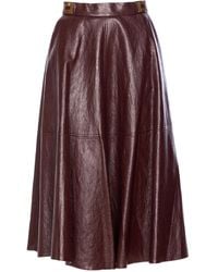 Elisabetta Franchi - Crackled Midi-Rok Met Logoplakkaat En Leren Effect - Lyst
