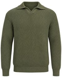 Franzese Collection - Steve Mcqueen Ribbed-Knit Pointed-Collar V-Neck Sweater - Lyst