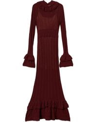 Twinset - Gebreide Maxi-Jurk Met Ruches - Lyst
