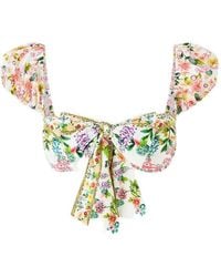 CAMILLA - The Call Of Catalonia Puff-Sleeve Tie Bikini Top - Lyst