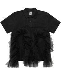 Noir Kei Ninomiya - Ruffled Tulle-Detail Shirt - Lyst