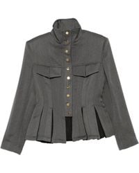 Elisabetta Franchi - Peplum-Hem High-Neck Fitted Jacket - Lyst