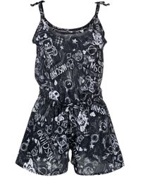 Moschino - Sketch-print Cotton Playsuit - Lyst