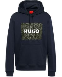 HUGO - Logo-print Cotton Hoodie - Lyst