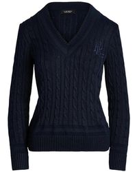 Ralph Lauren - Pull En Maille Torsadée À Logo Brodé - Lyst