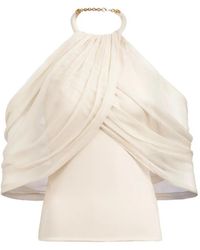 Silvia Tcherassi - Clio Halterneck Draped Blouse - Lyst