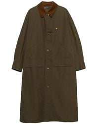 Bimba Y Lola - Khaki Maxi-Length Waxed Trench Coat - Lyst