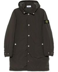 Stone Island - Abrigo Con Capucha Y Botones - Lyst
