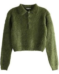 AURALEE - Textured-Knit Polo Sweater - Lyst