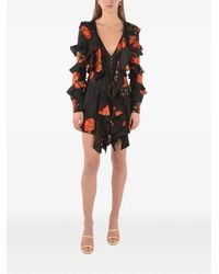 Philipp Plein - Floral-Print Ruffled Mini Dress - Lyst