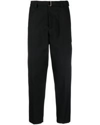 Low Brand - Belted-waist Tapered-leg Trousers - Lyst