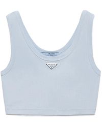 Prada - Débardeur Crop En Maille Côtelée - Lyst