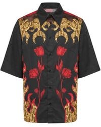Marine Serre - Flowers-Printed Bowling Shirt - Lyst