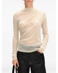 Bimba Y Lola - Ivory Ruched Lurex T-Shirt - Lyst