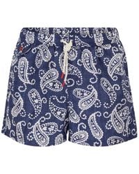 Kiton - Patterned Drawstring-Fastening Swim Shorts - Lyst