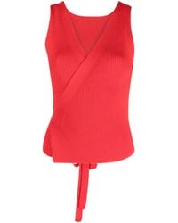 Patou - Ribbed-Knit Wrap Top - Lyst
