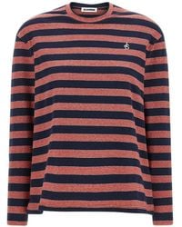 Jil Sander - Striped Embroidered-Logo T-Shirt - Lyst