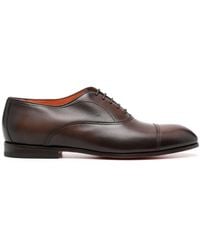 Santoni - Almond-toe Leather Oxford Shoes - Lyst