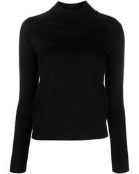 Patrizia Pepe - Long-Sleeved Cut-Out Wool T-Shirt - Lyst