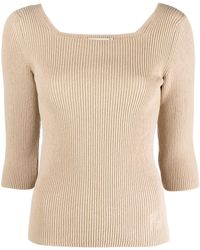 Fendi - Ribbed-knit Cotton-blend Top - Lyst