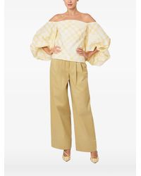Rosie Assoulin - Off-Shoulder Plaid Top - Lyst
