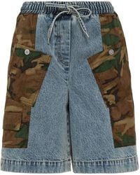 3.1 Phillip Lim - Camouflage-Panel Denim Shorts - Lyst