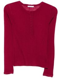 Patrizia Pepe - Rib-Knit Button-Placket Sweater - Lyst