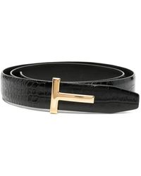 Tom Ford - T-Buckle Crocodile-Effect Belt - Lyst