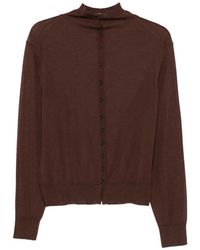 Alysi - Button-Up Mock-Neck Cardigan - Lyst