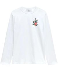 MSGM - Heart-print Long-sleeve T-shirt - Lyst