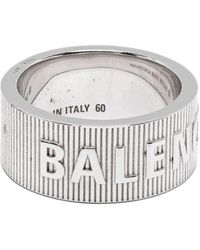 Balenciaga - Logo-embossed Ribbed Ring - Lyst