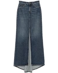 Liu Jo - Front-Slit Maxi Denim Skirt - Lyst