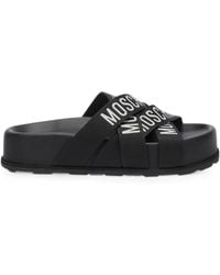 Moschino - Logo-Print Crossover-Strap Sandals - Lyst