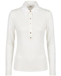 Elisabetta Franchi - Ribbed-Knit Polo Top - Lyst