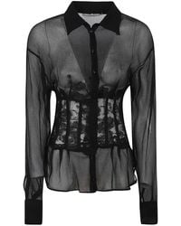 Ermanno Scervino - Lace-Panelled Silk Shirt - Lyst