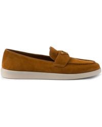 Prada - Suede Triangle Loafers - Lyst
