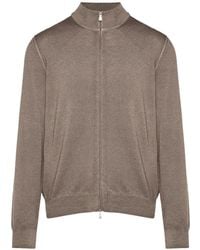 Gran Sasso - Zip-Up Ribbed-Trim Sweater - Lyst