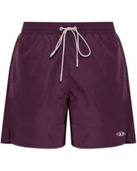 DIESEL - Swim Shorts With Metallic Oval D Logo - Lyst