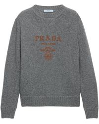 Prada - Intarsia-Logo Crew-Neck Sweater - Lyst